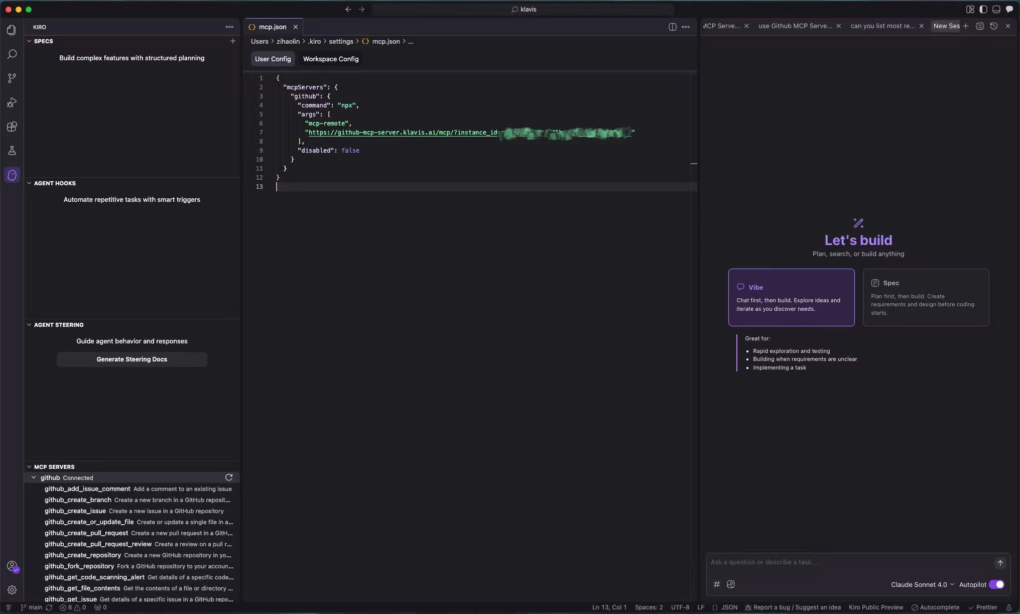 Kiro mcp.json file