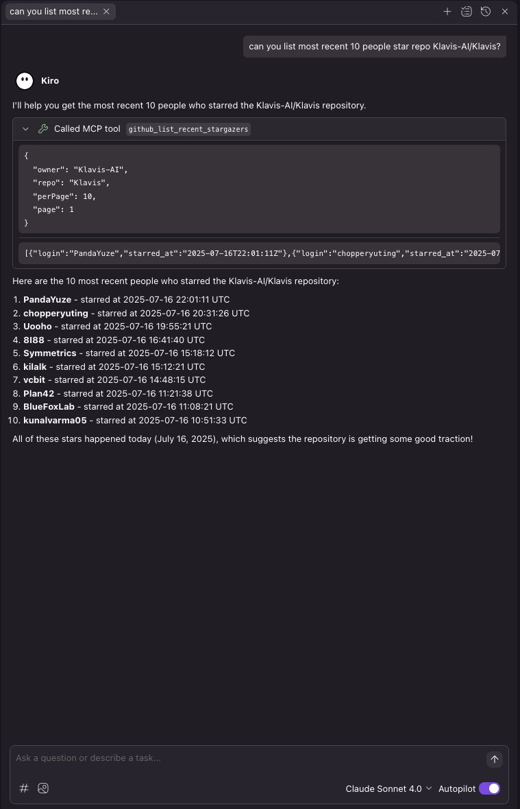 Using MCP Server in Kiro Chat