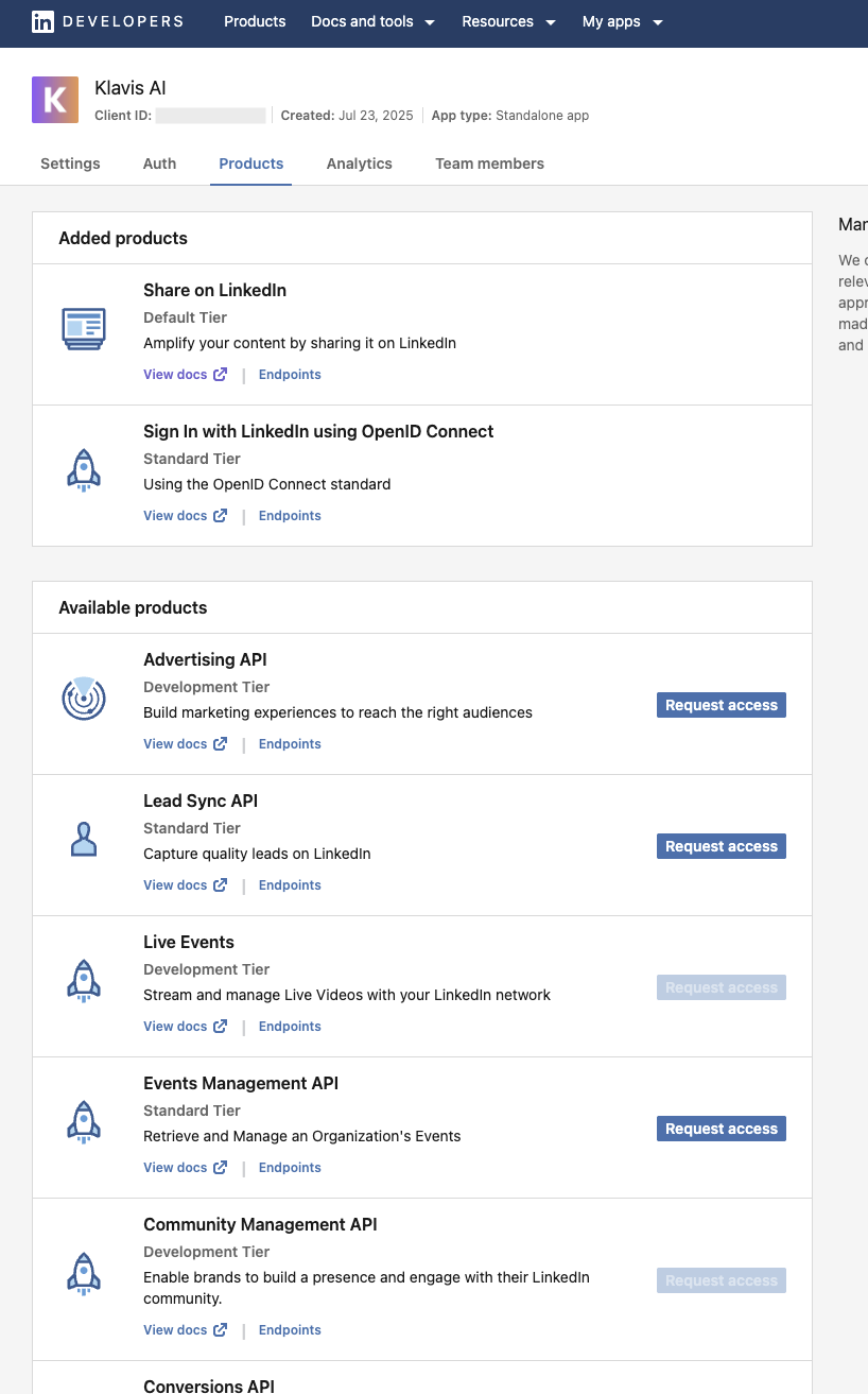 Product Access and Credentials
