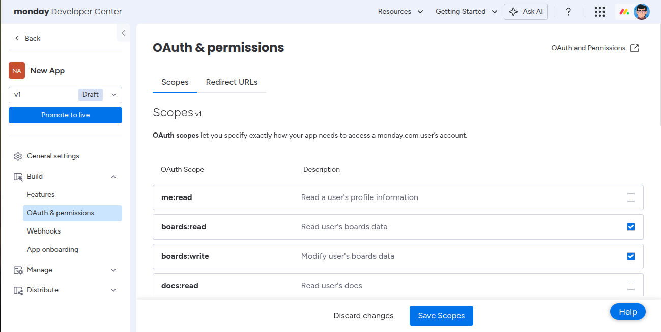 OAuth & Permissions