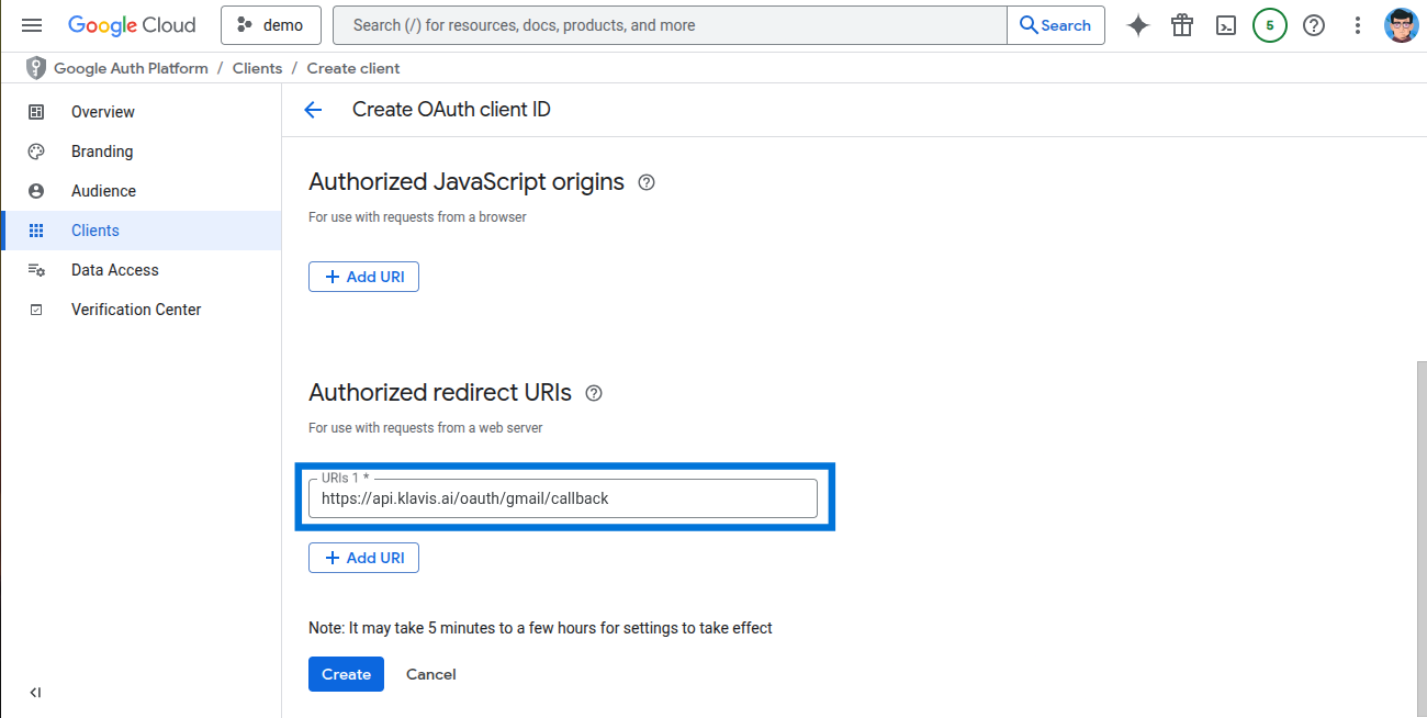 Add redirect URIs
