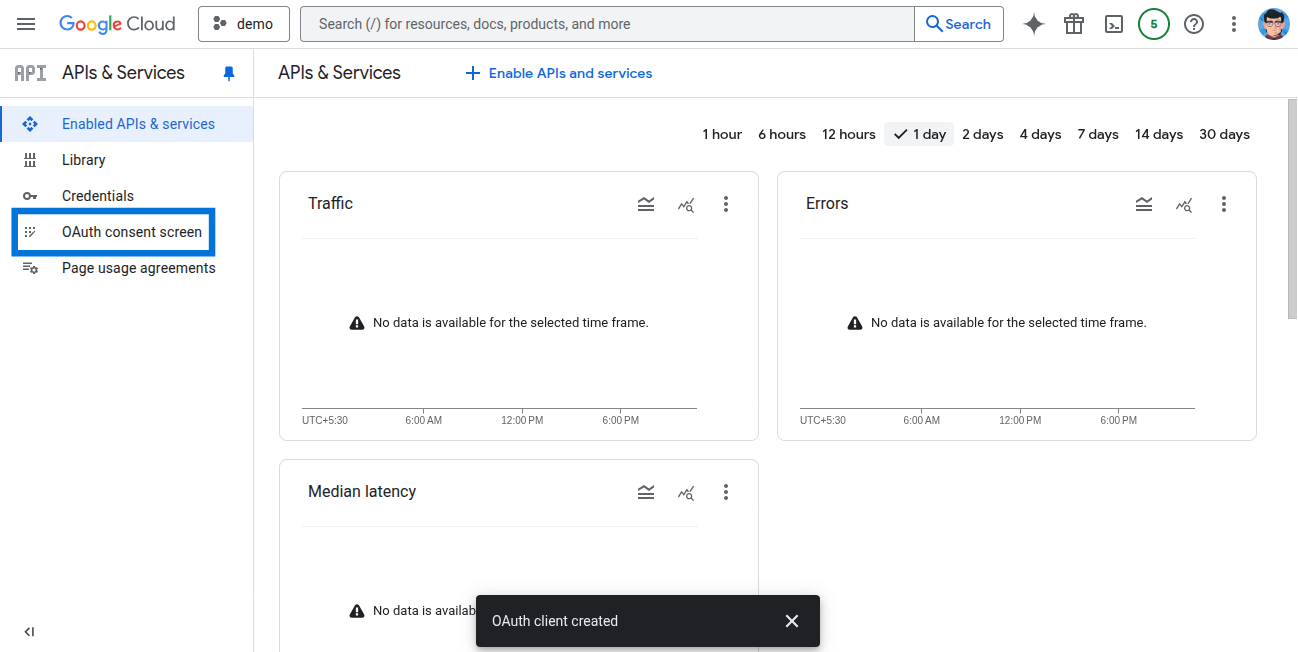 OAuth consent screen