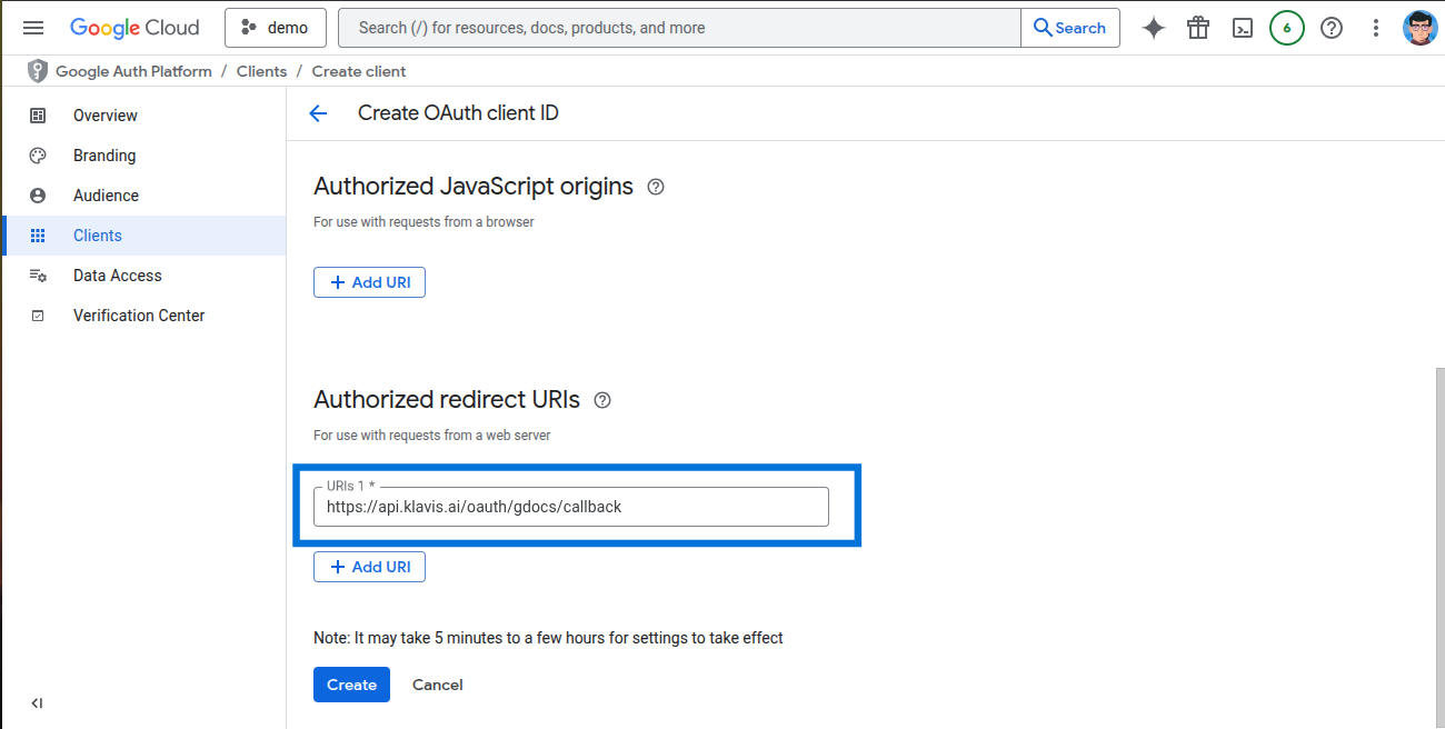 Add redirect URIs