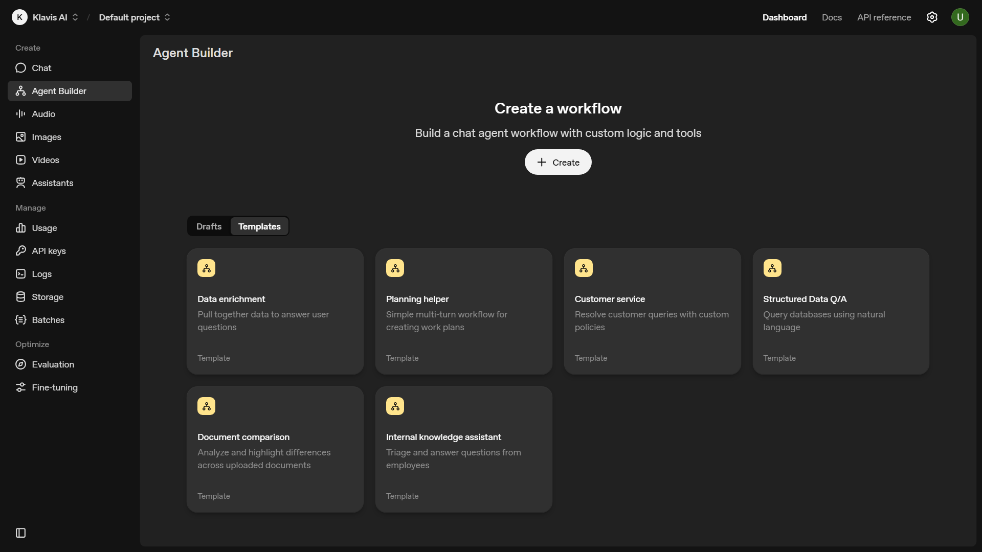 Create new workflow in Agent Builder