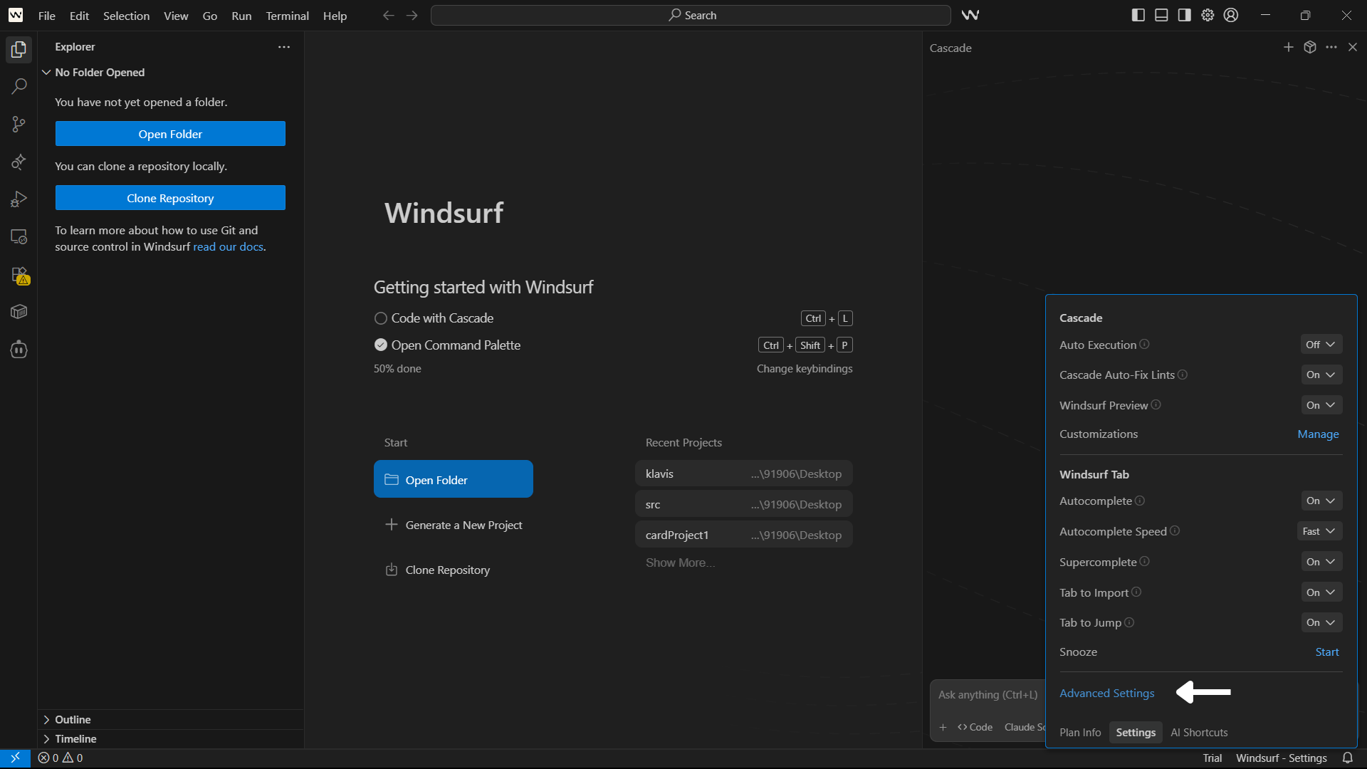 Windsurf IDE Settings