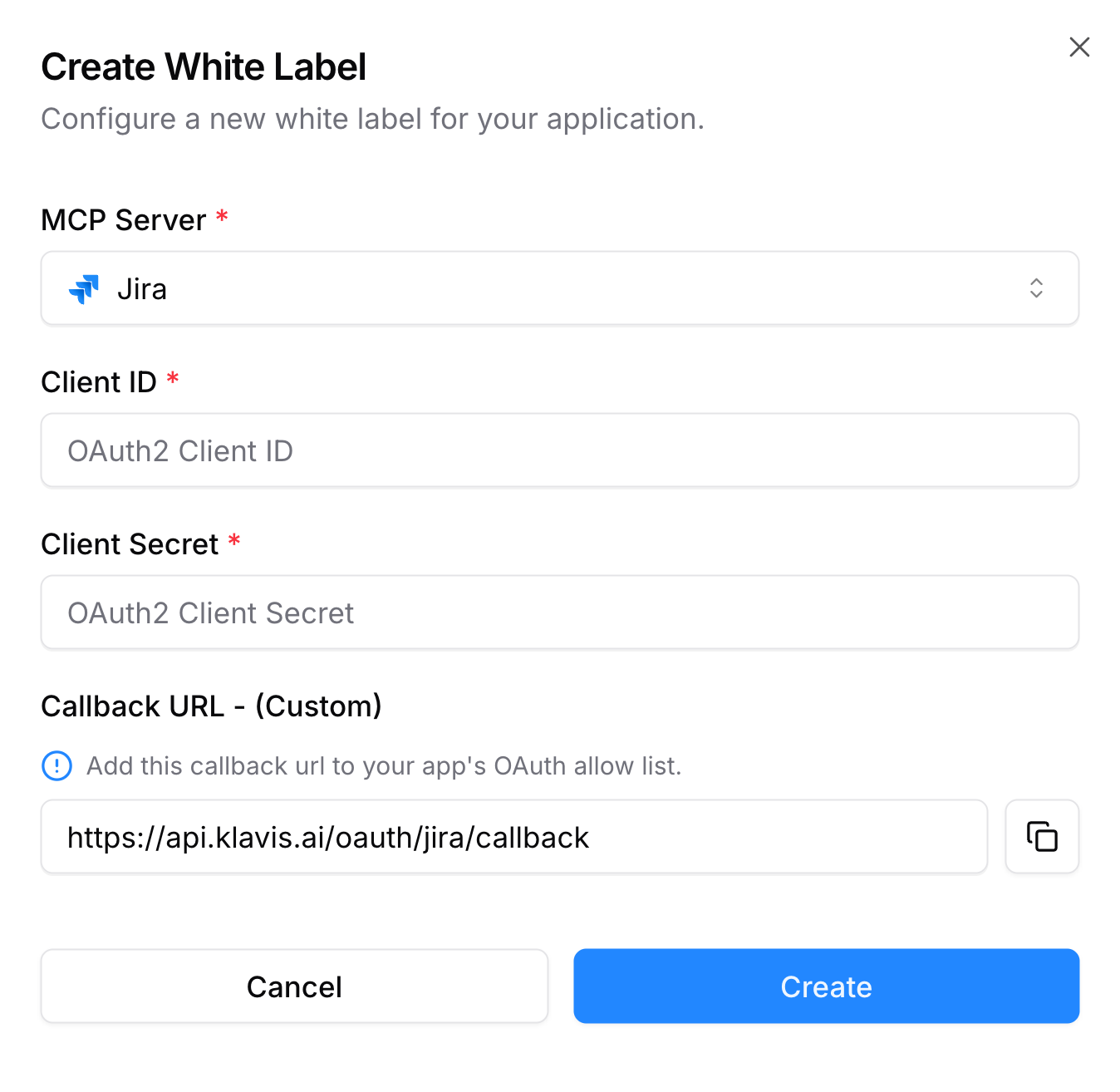 White Label Configuration UI