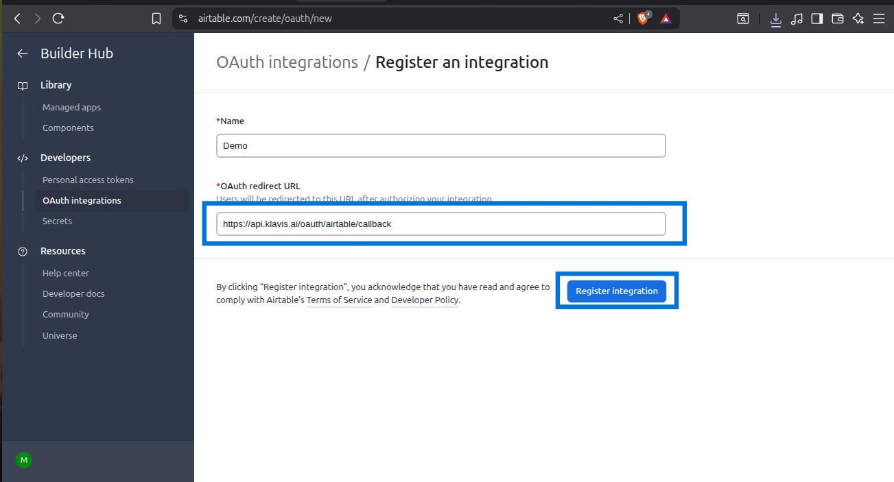 OAuth Settings Configuration