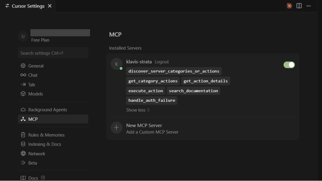 Strata Tools List in Cursor IDE