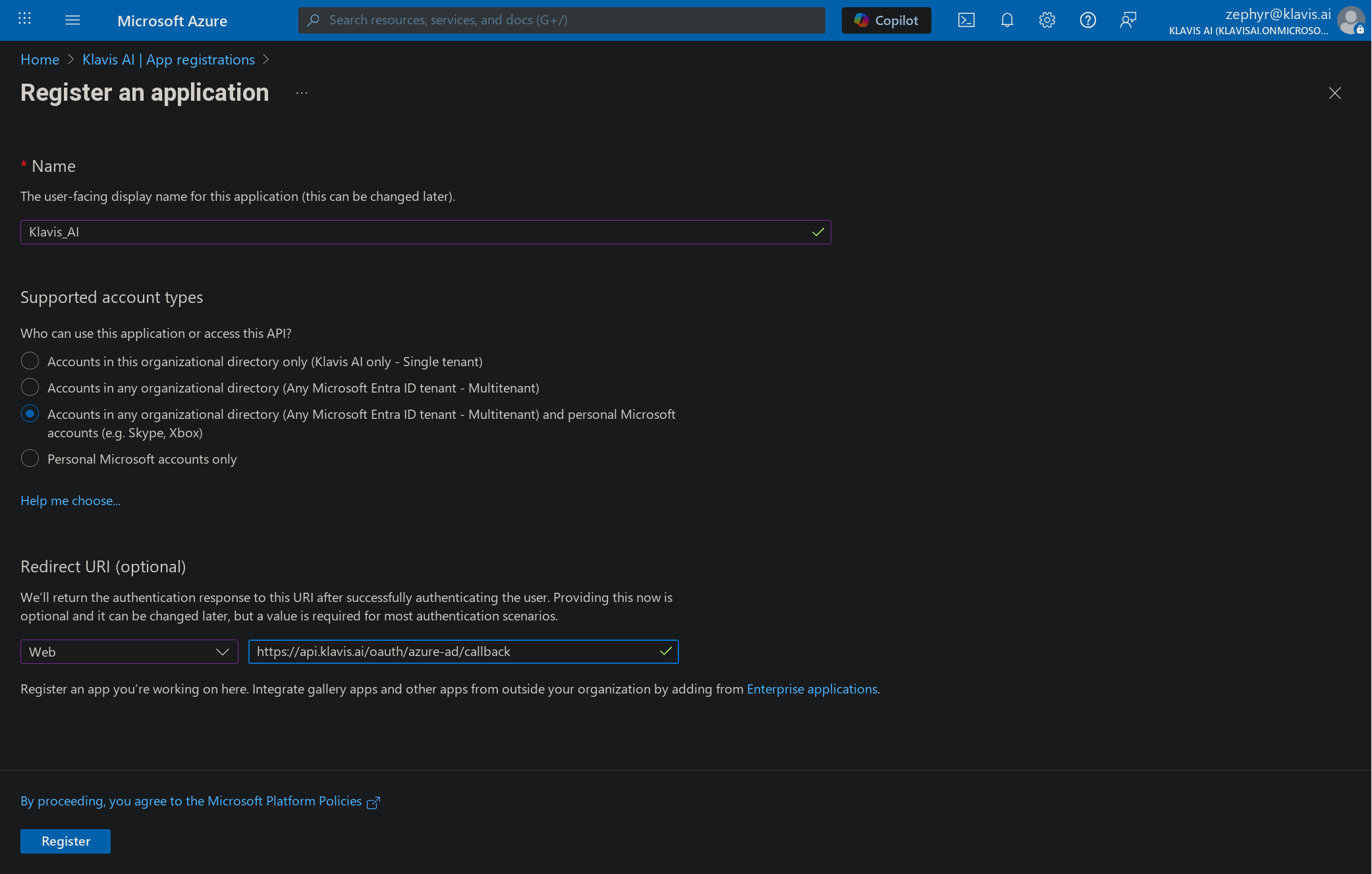 Register Application Form