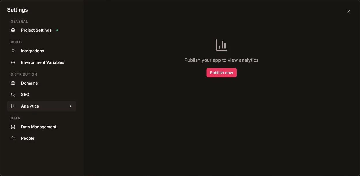Kleap Analytics settings in English