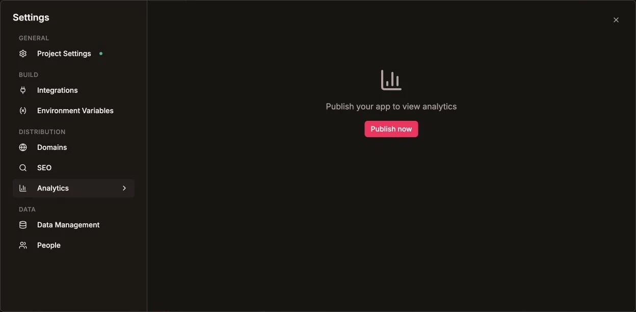 Kleap Analytics settings in English
