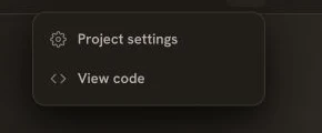 Kleap Settings menu in English showing View code