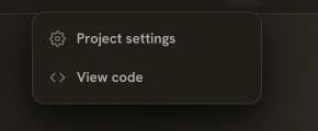 Kleap Settings menu in English showing View code