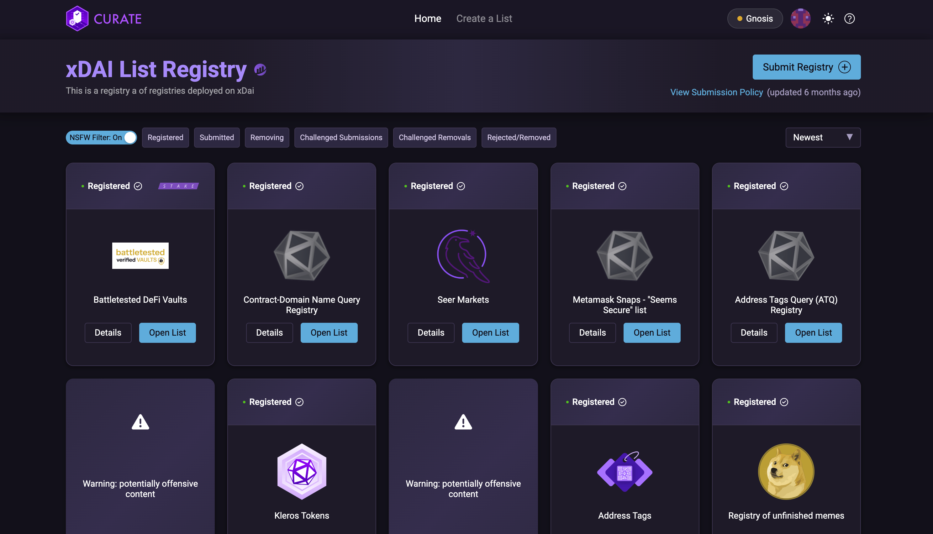 Kleros Curate Interface
