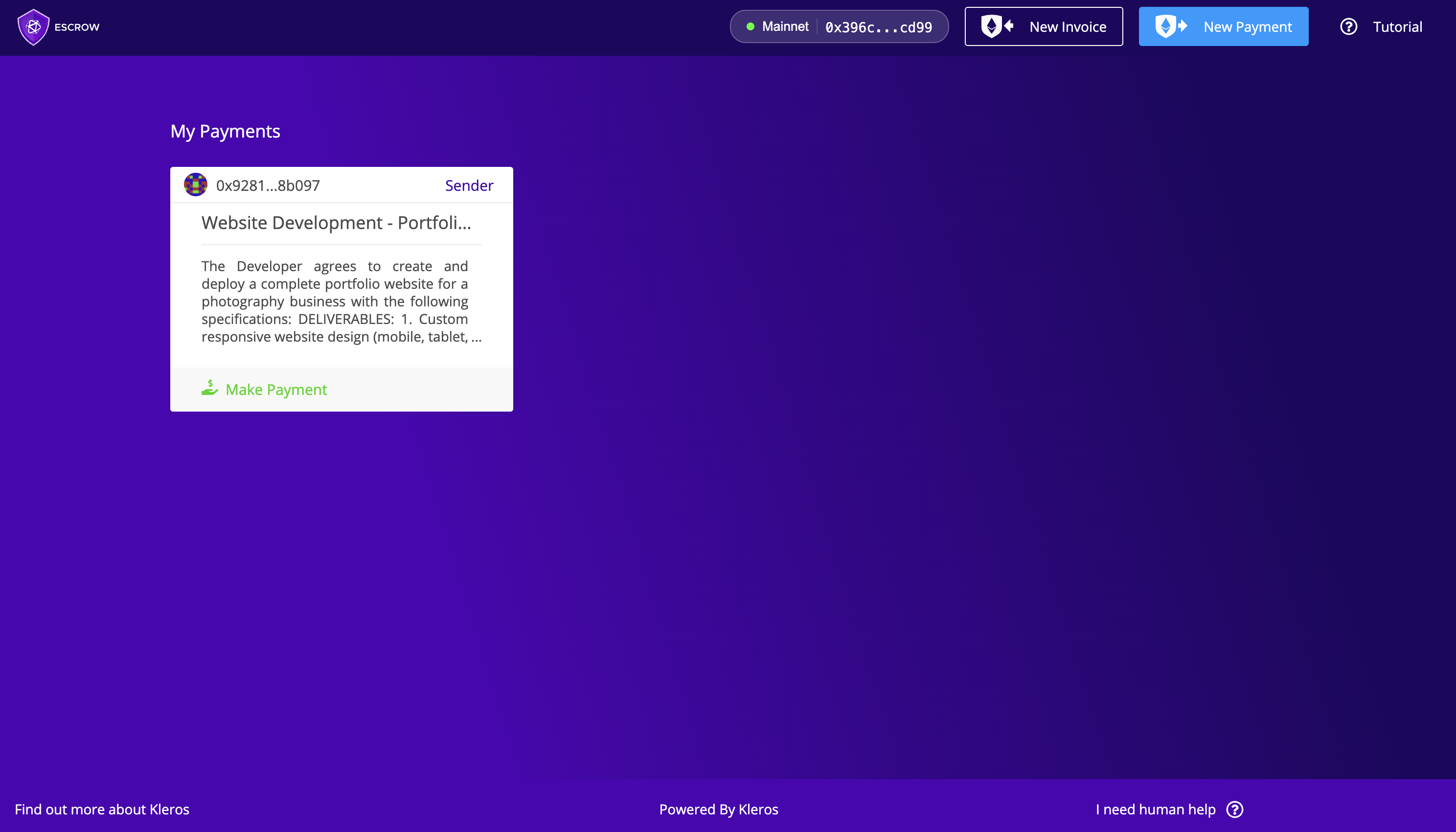 Kleros Escrow Interface