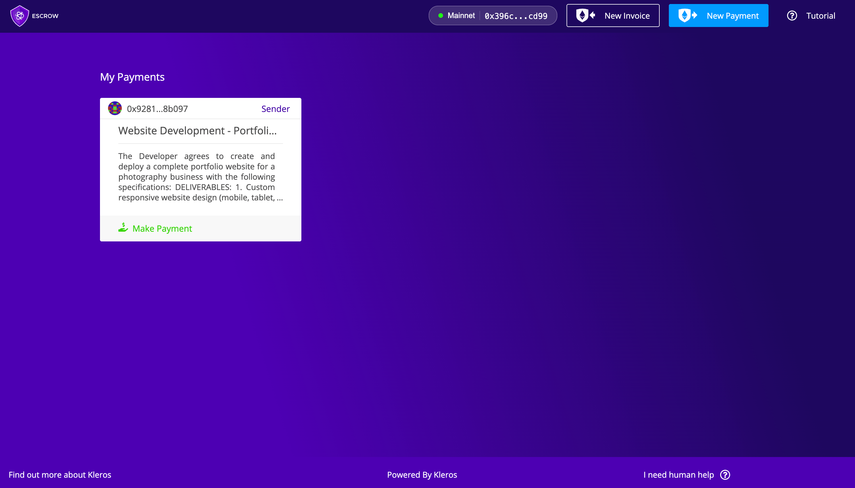 Kleros Escrow Interface