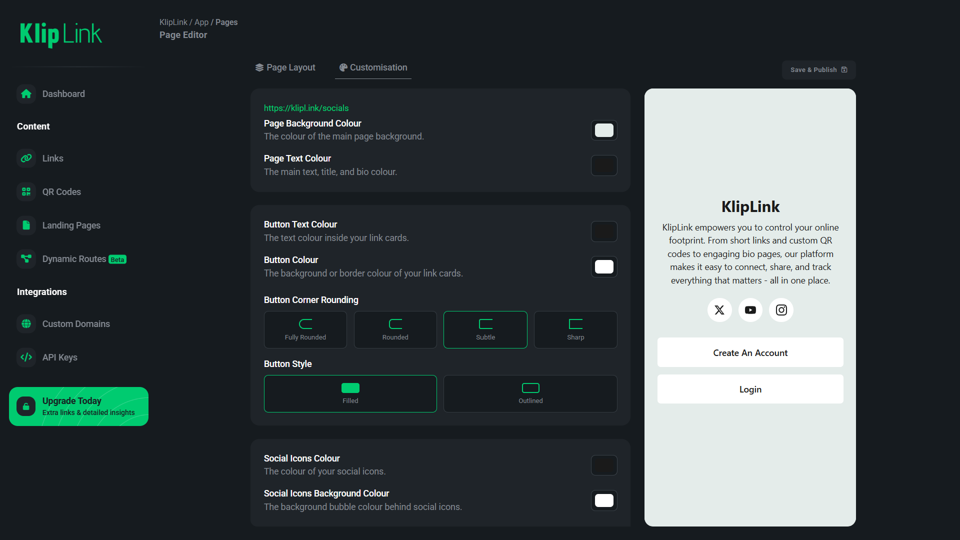 Page Customisation