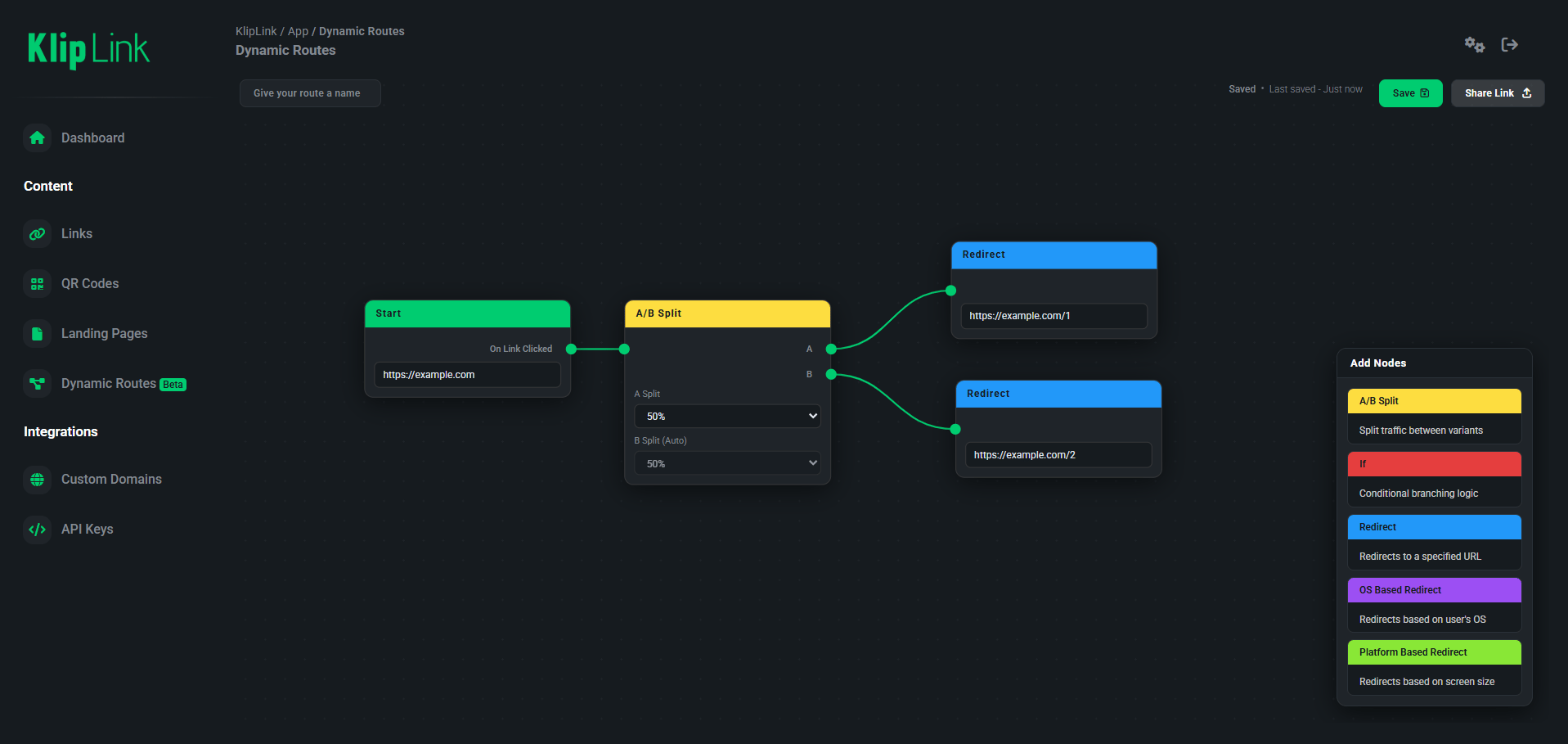 Dynamic Routes Editor