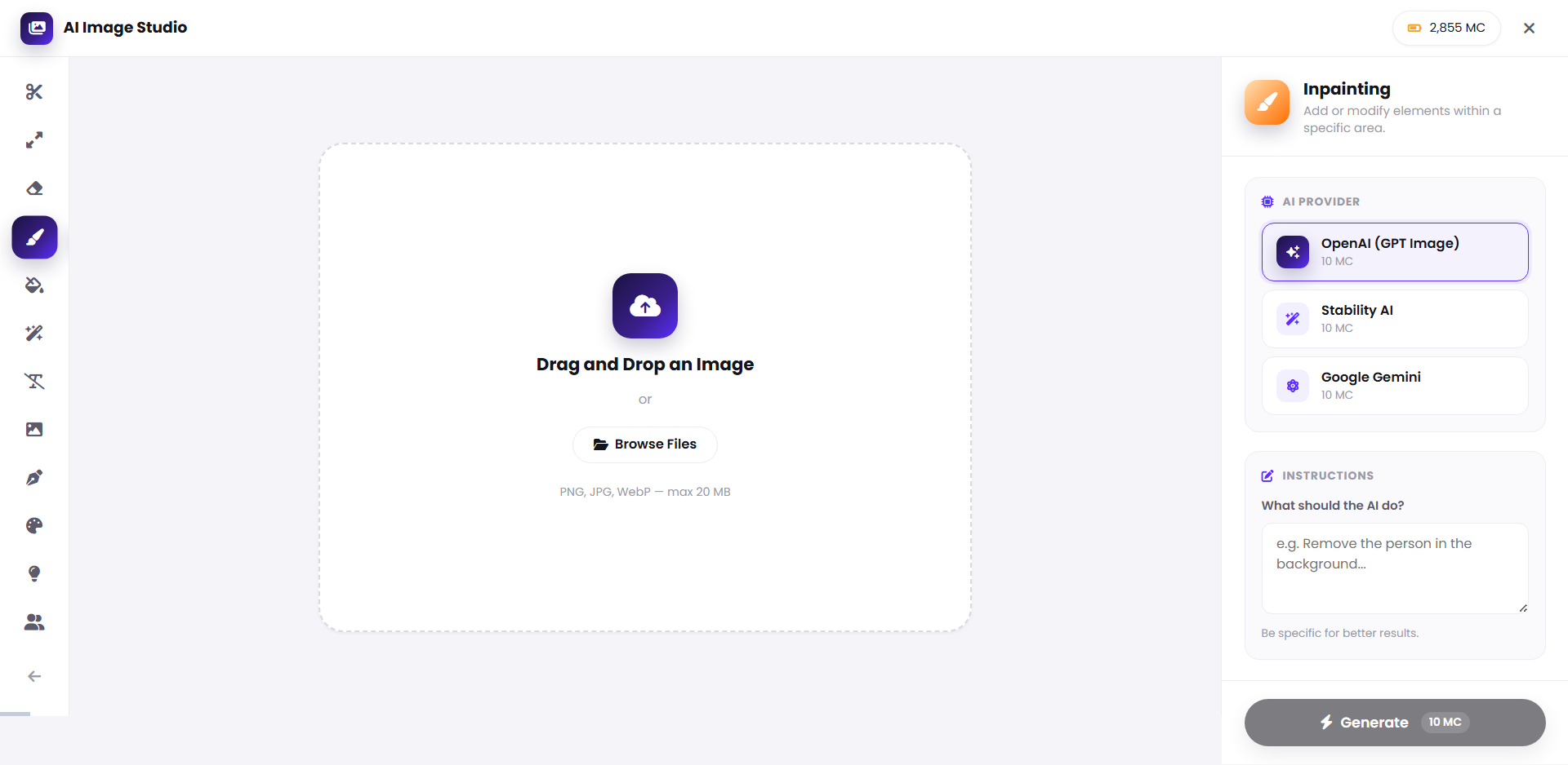 Inpainting interface