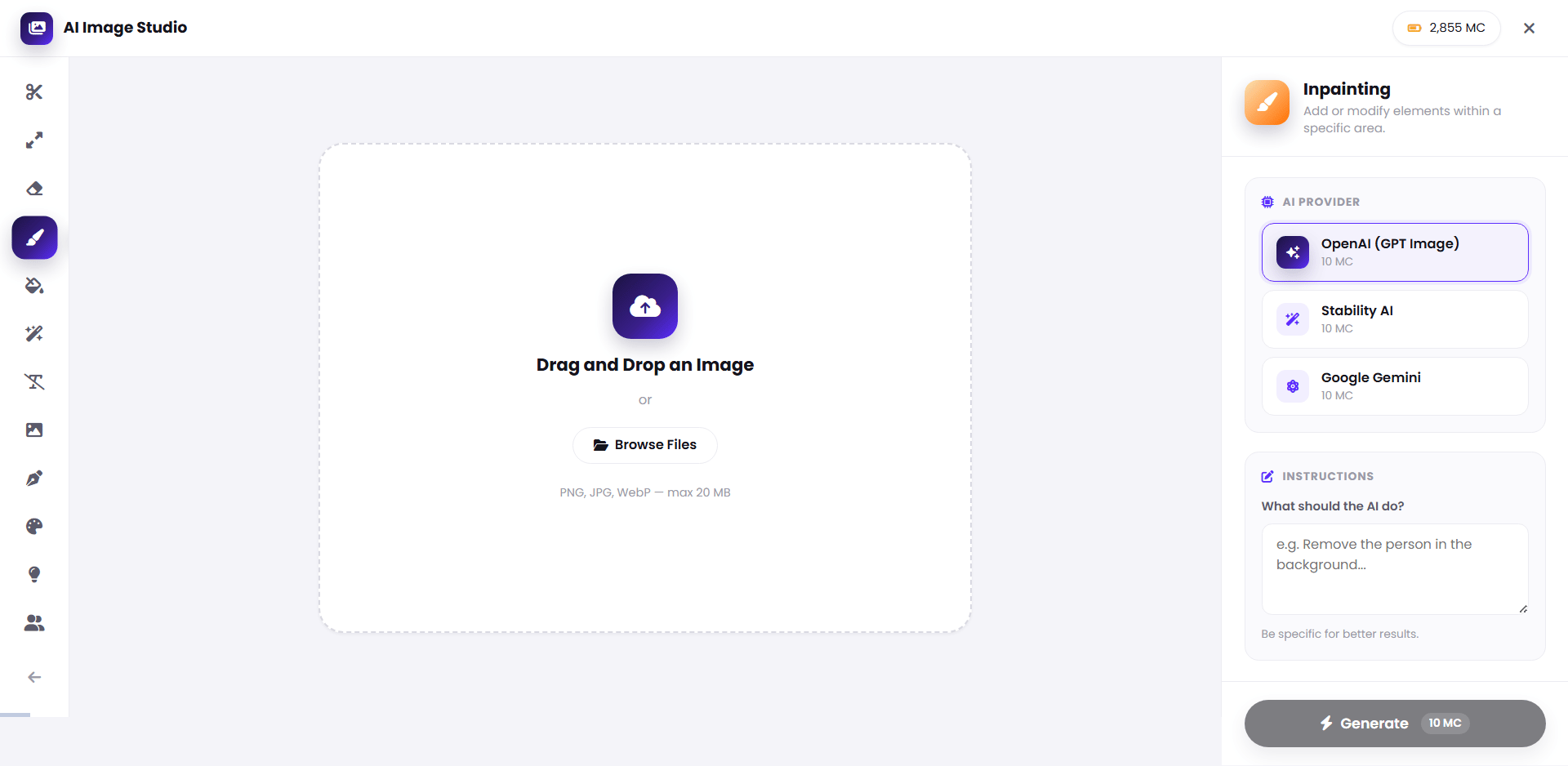 Inpainting interface