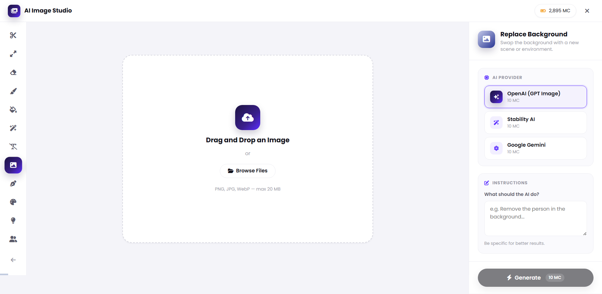 Replace Background interface