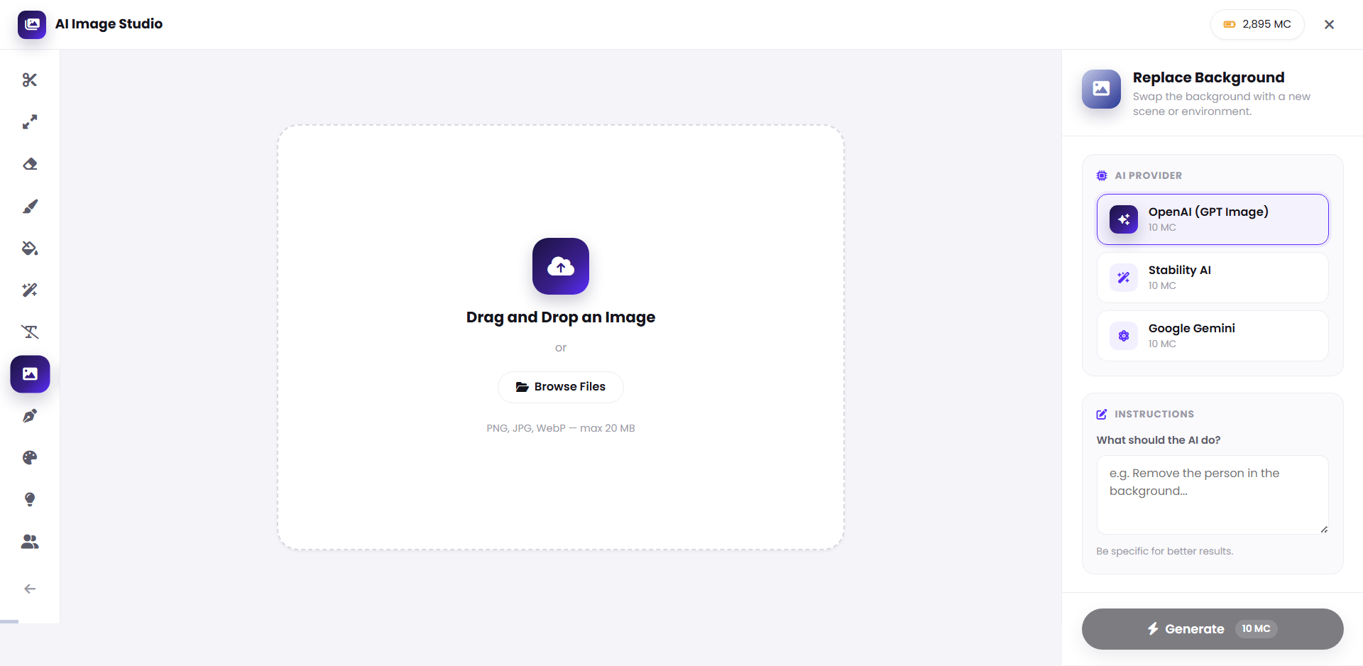 Replace Background interface