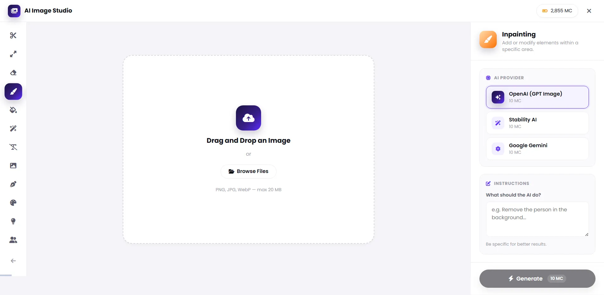 Inpainting interface