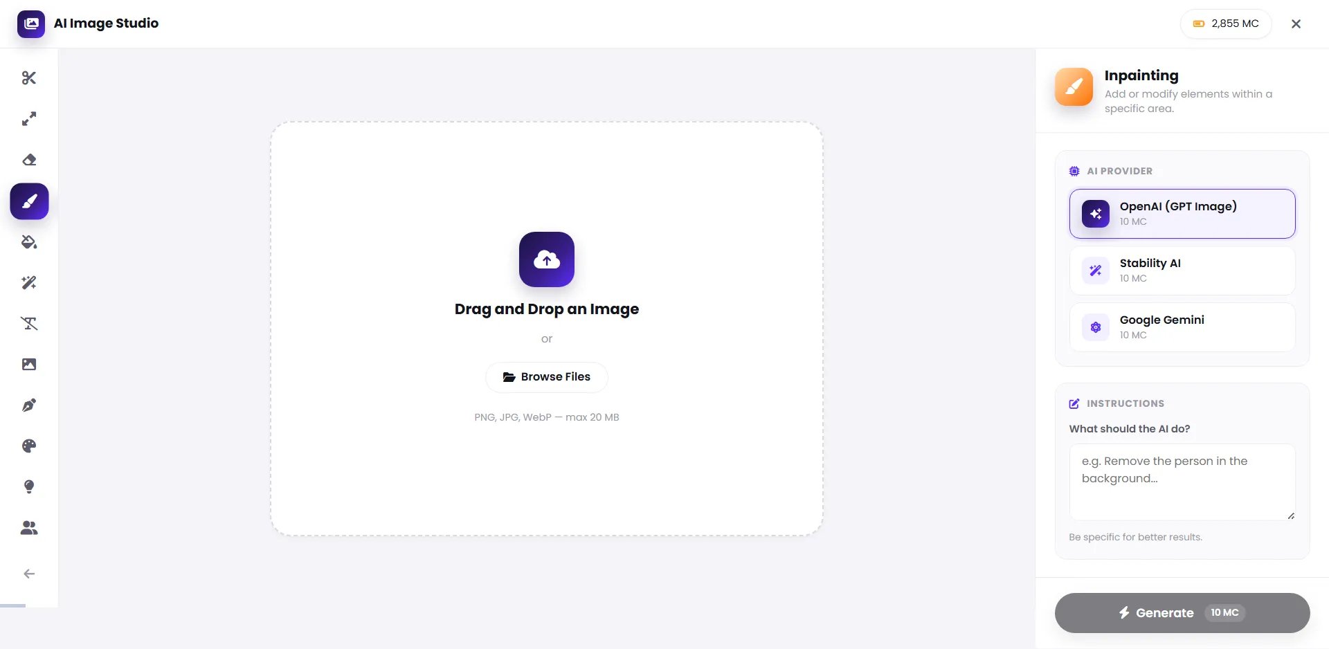 Inpainting interface