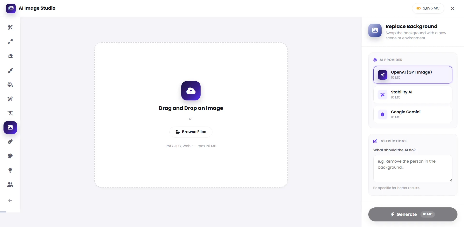 Replace Background interface