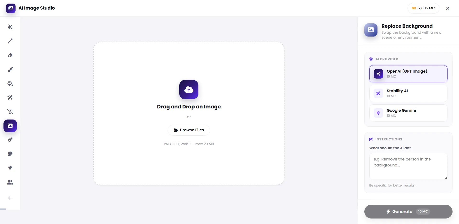 Replace Background interface