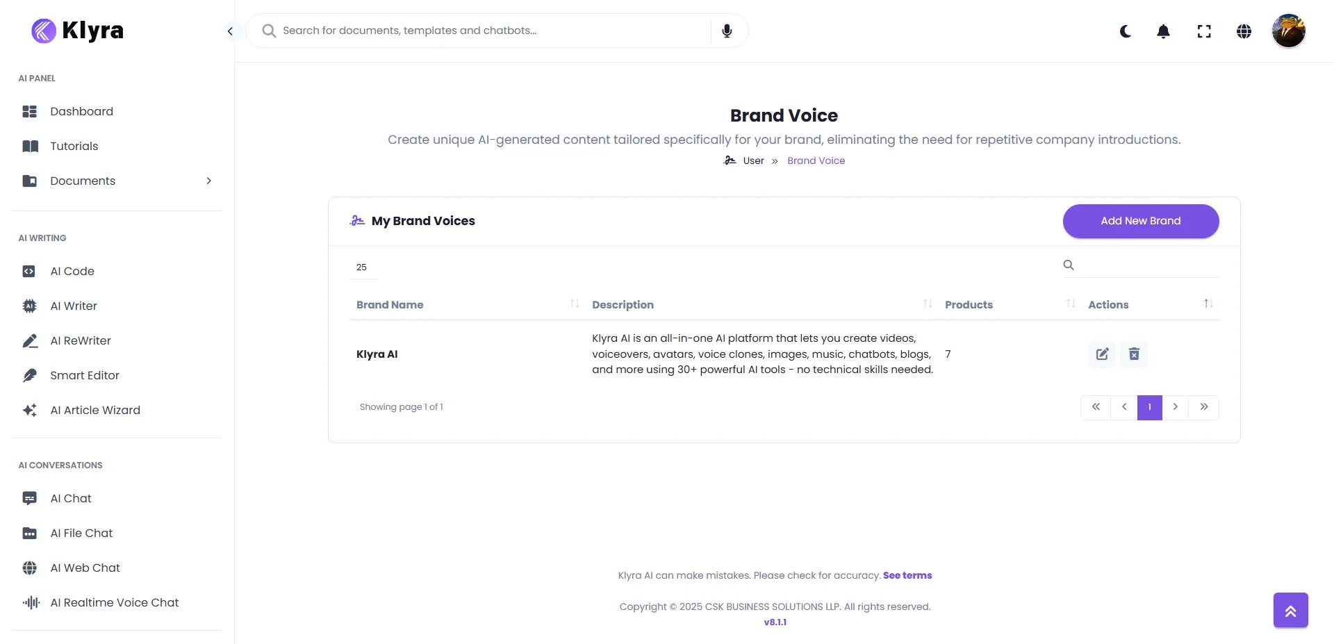 Klyra Ai My Brand Voice Web