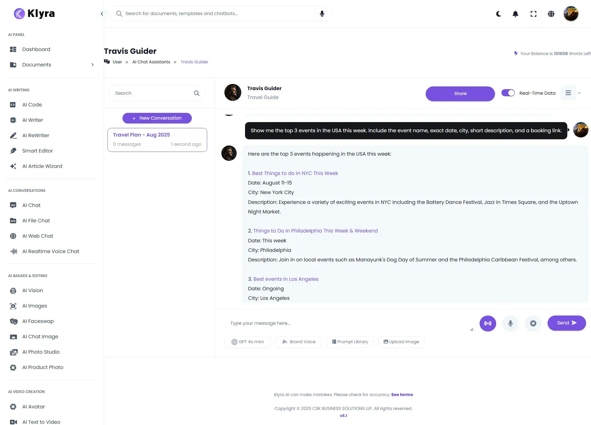 Klyra AI Travel Guide Web
