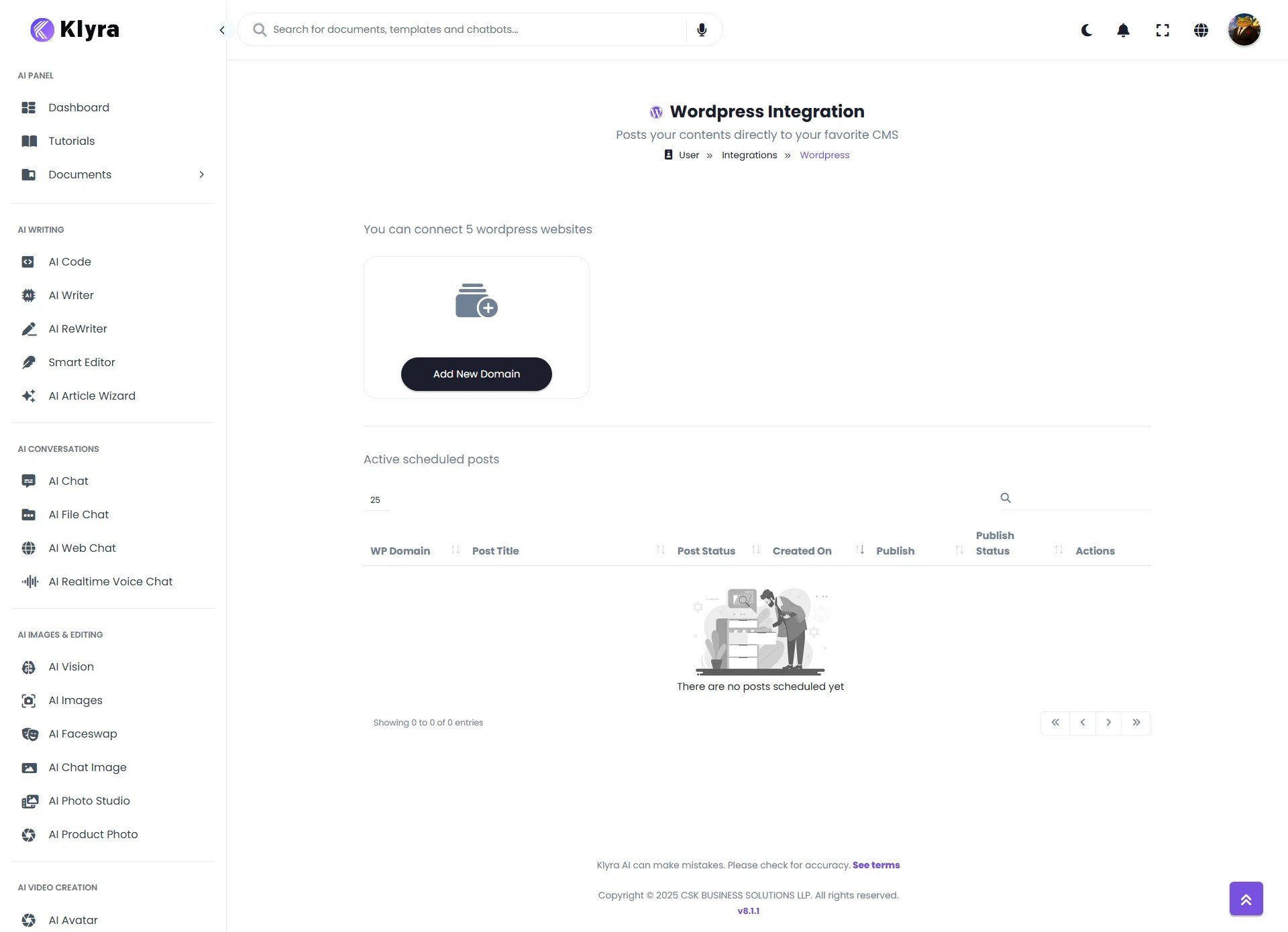 Klyra Ai Add New Domain Web