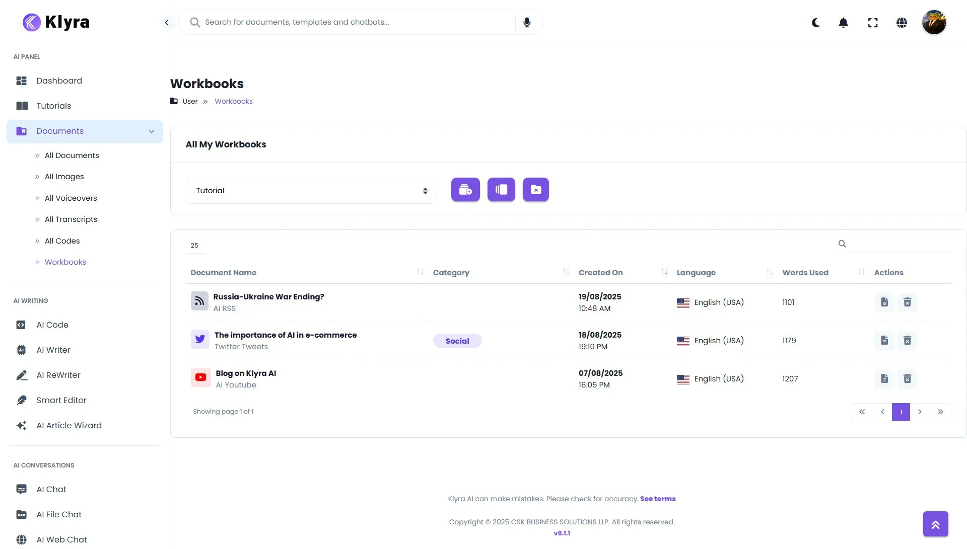 Klyra Ai Dashboard Documents All Workbooks Web