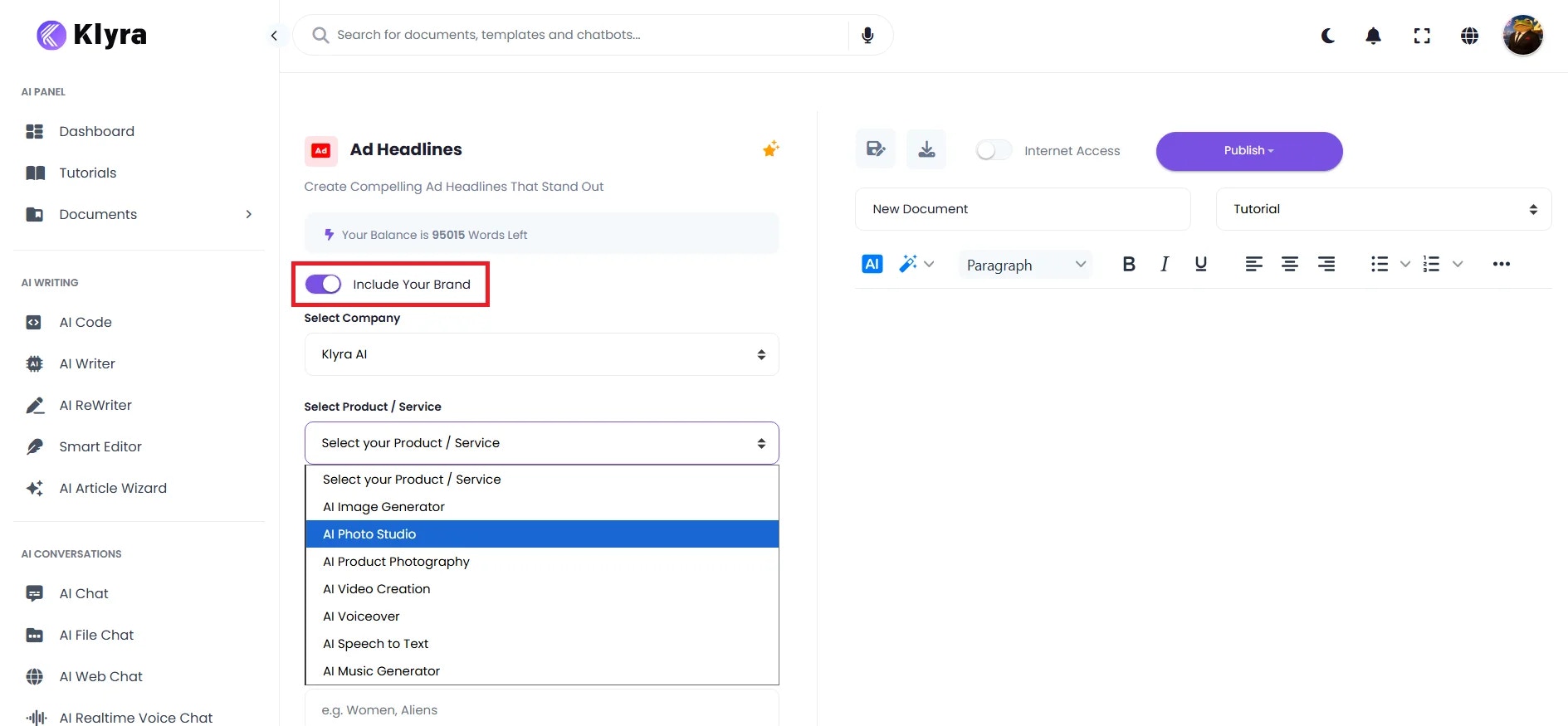 Klyra Ai Dashboard Include Your Brand Web