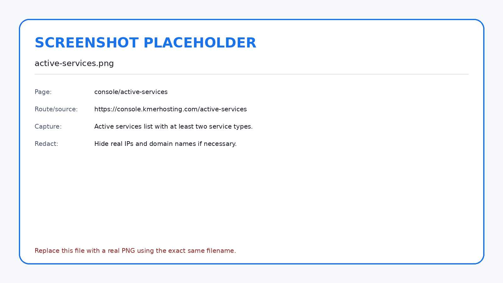 Each active service shows type, tier, purchase price, activation date, renewal date, and creation date when available.