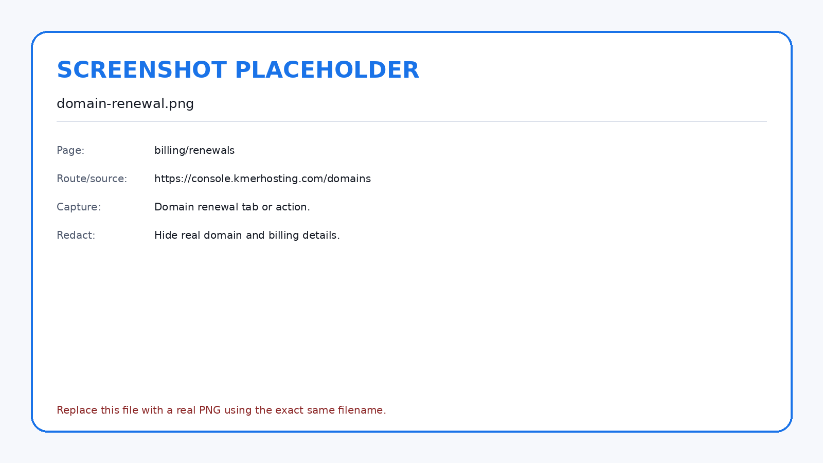 Domain renewal is managed from the standalone-domain controls when available.