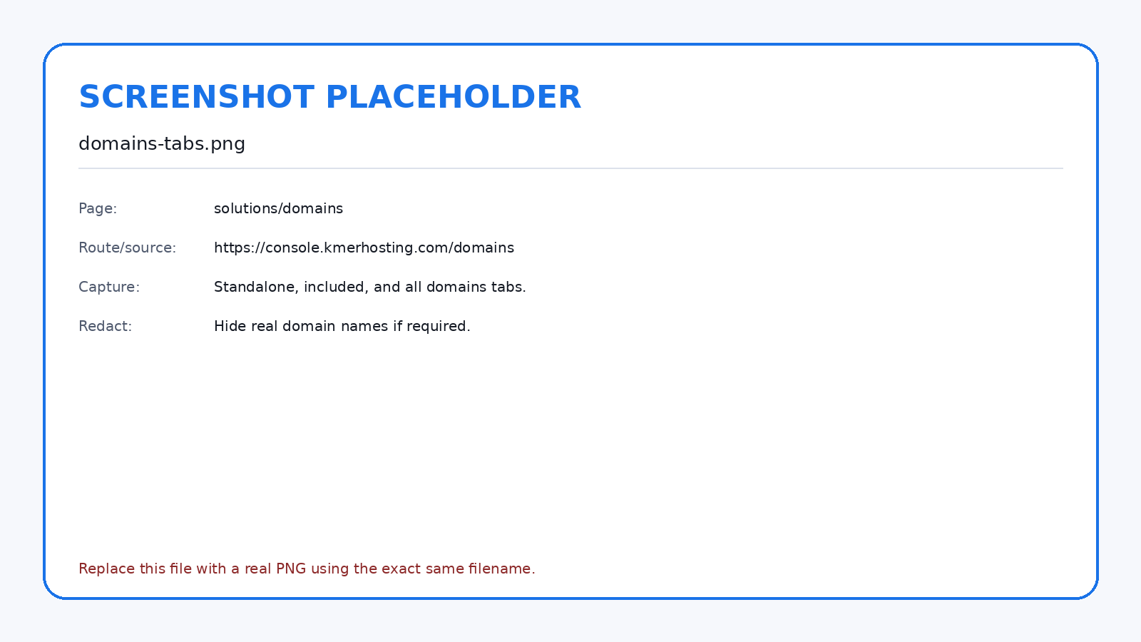 The console separates standalone, included, and combined domain views.
