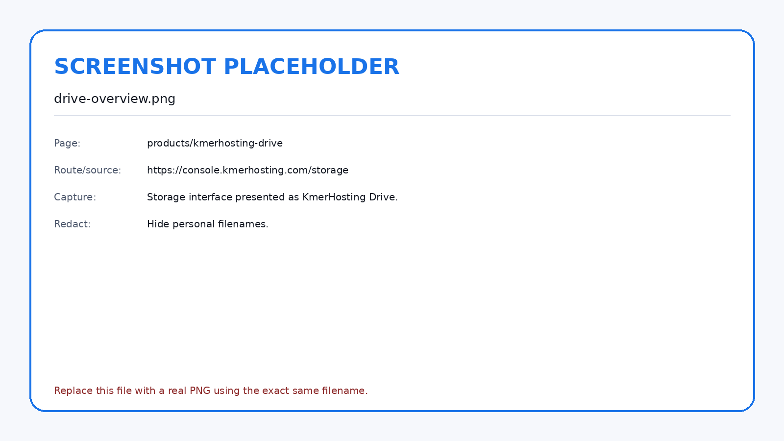 KmerHosting Drive currently uses the same interface as the 5 GB Free Storage workspace.