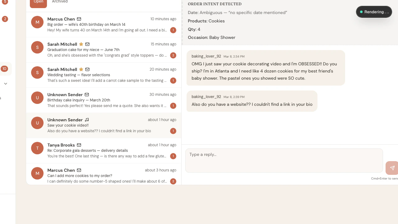 Conversation with ambiguous date showing dashed border and no action buttons