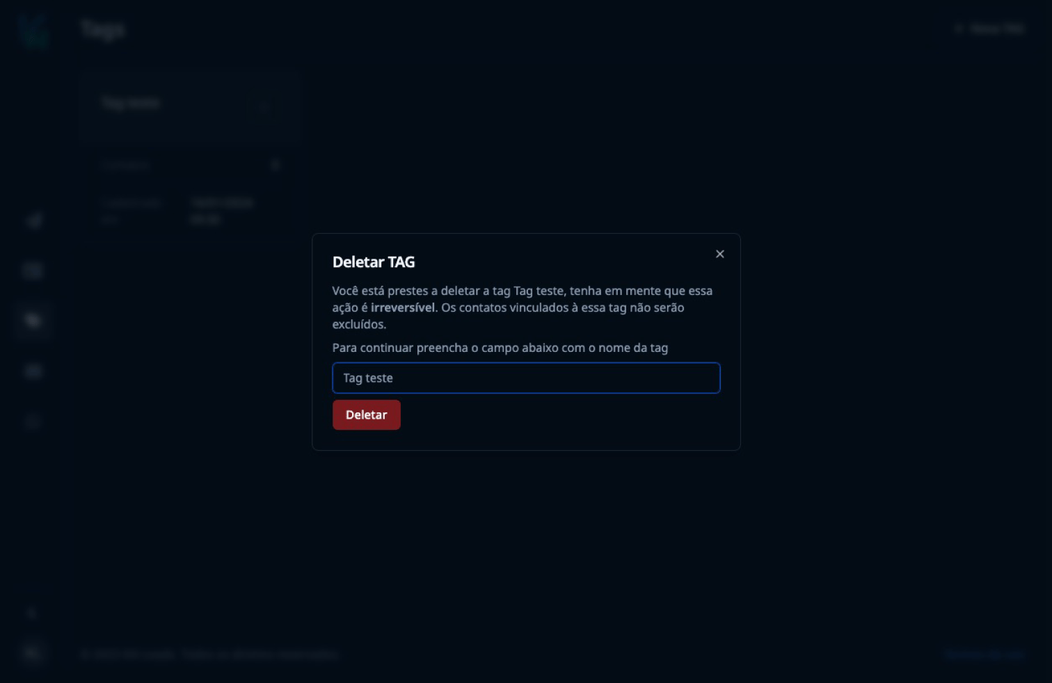 Delete label Modal Dark