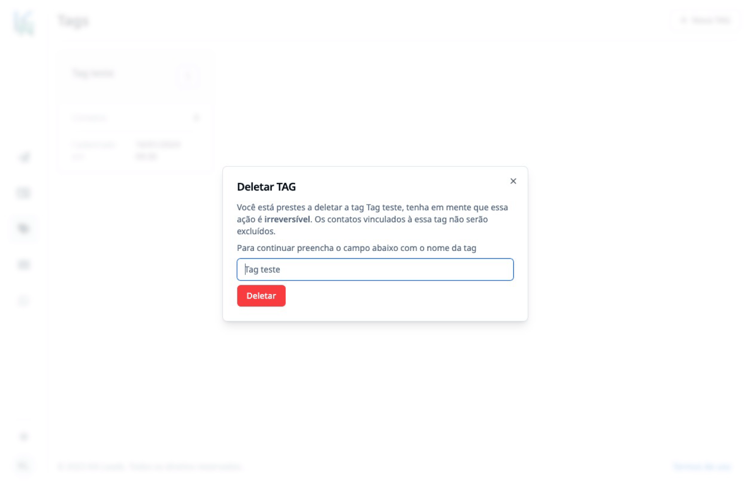Delete label Modal Light