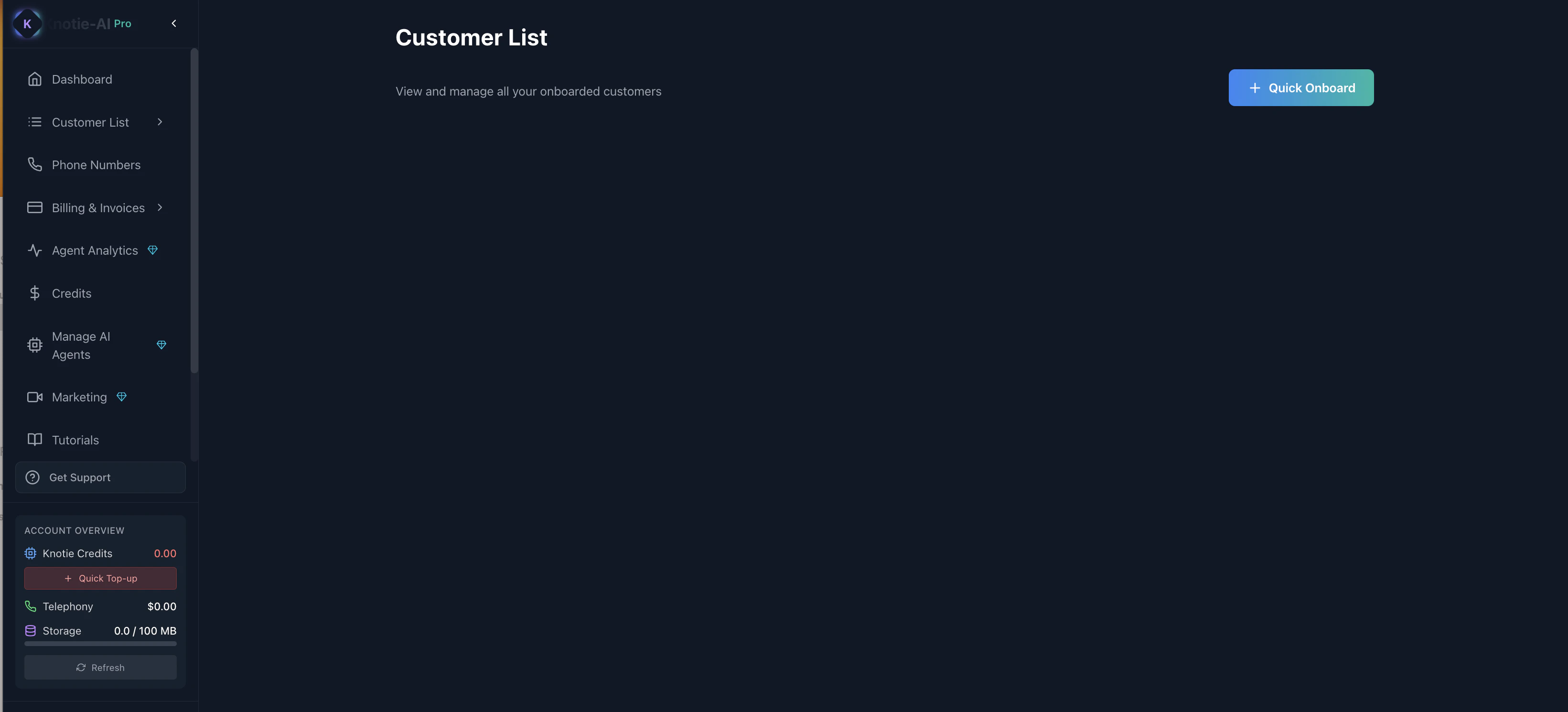 Knotie AI Pro Customer List