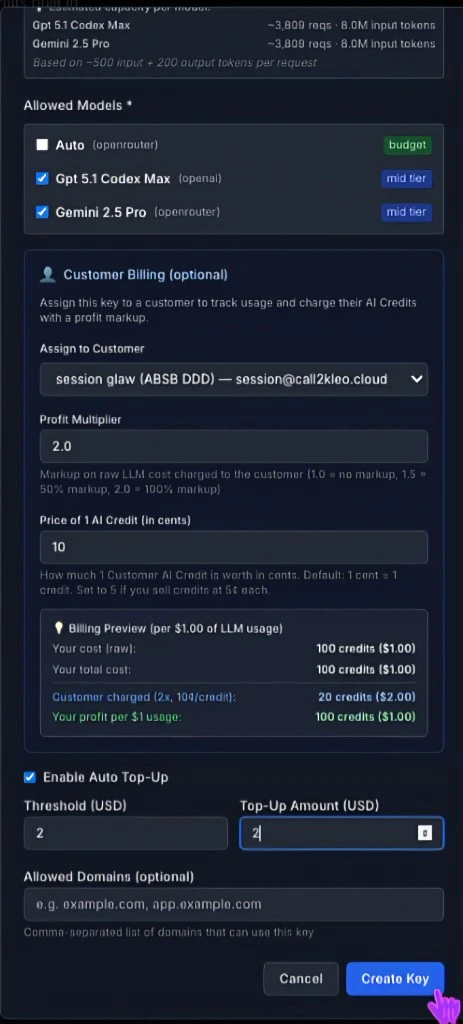 Partner AI Gateway customer billing