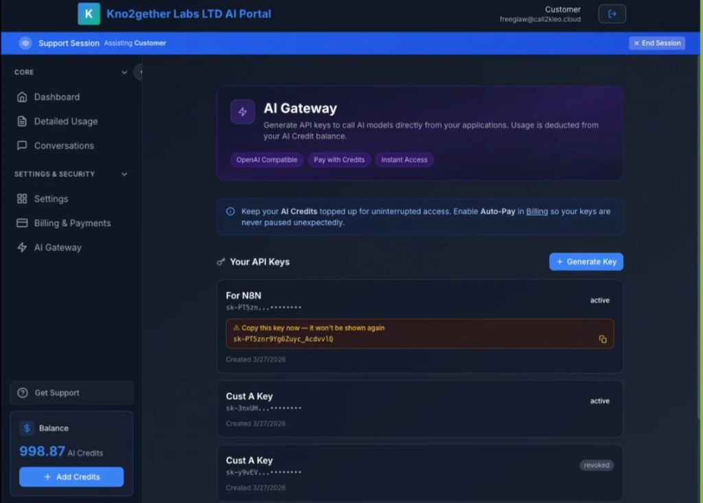 Whitelabel AI Gateway overview