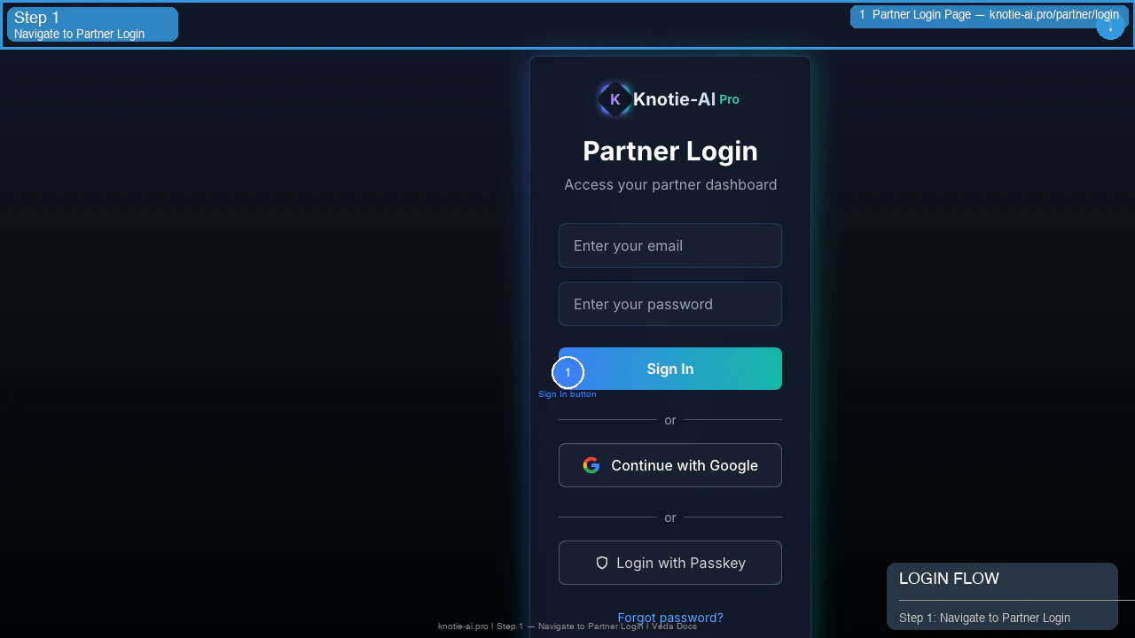 Partner Login page