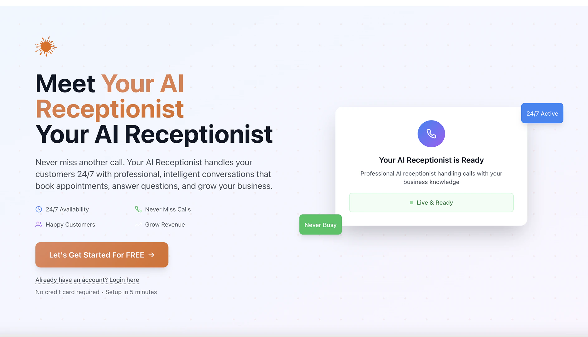 AI Receptionist Landing Page