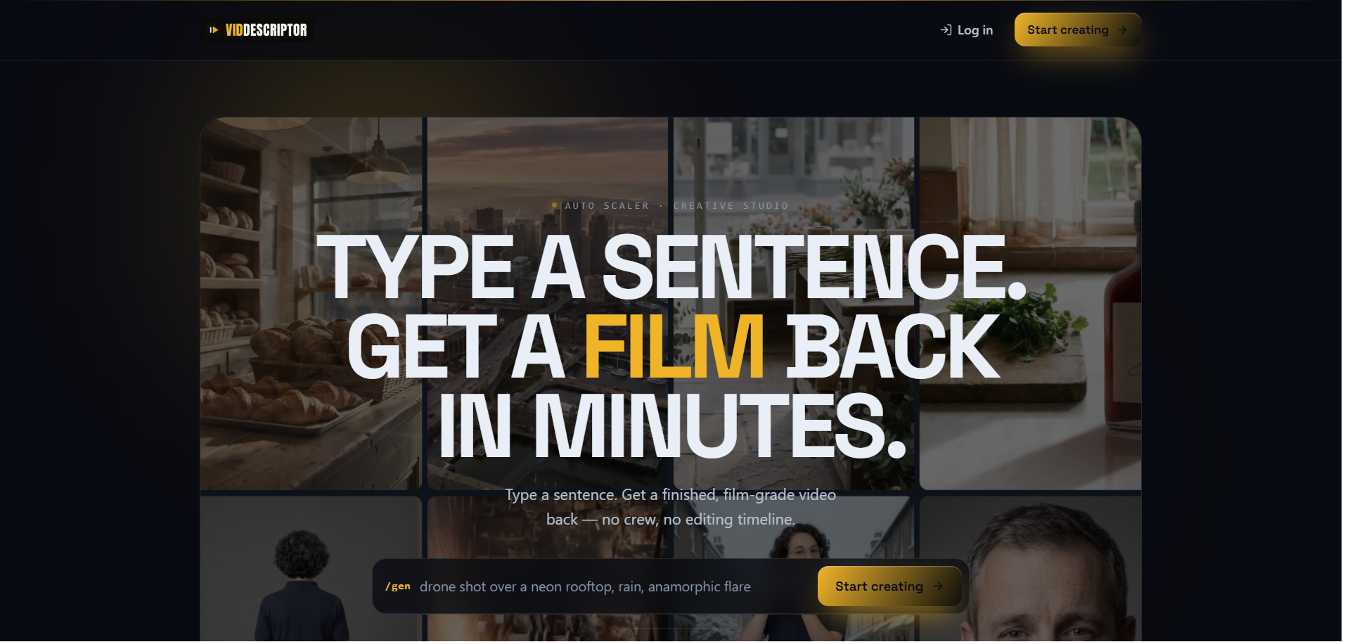 Branded Media Studio landing page with a prompt, recipe shortcuts, and Start creating actions