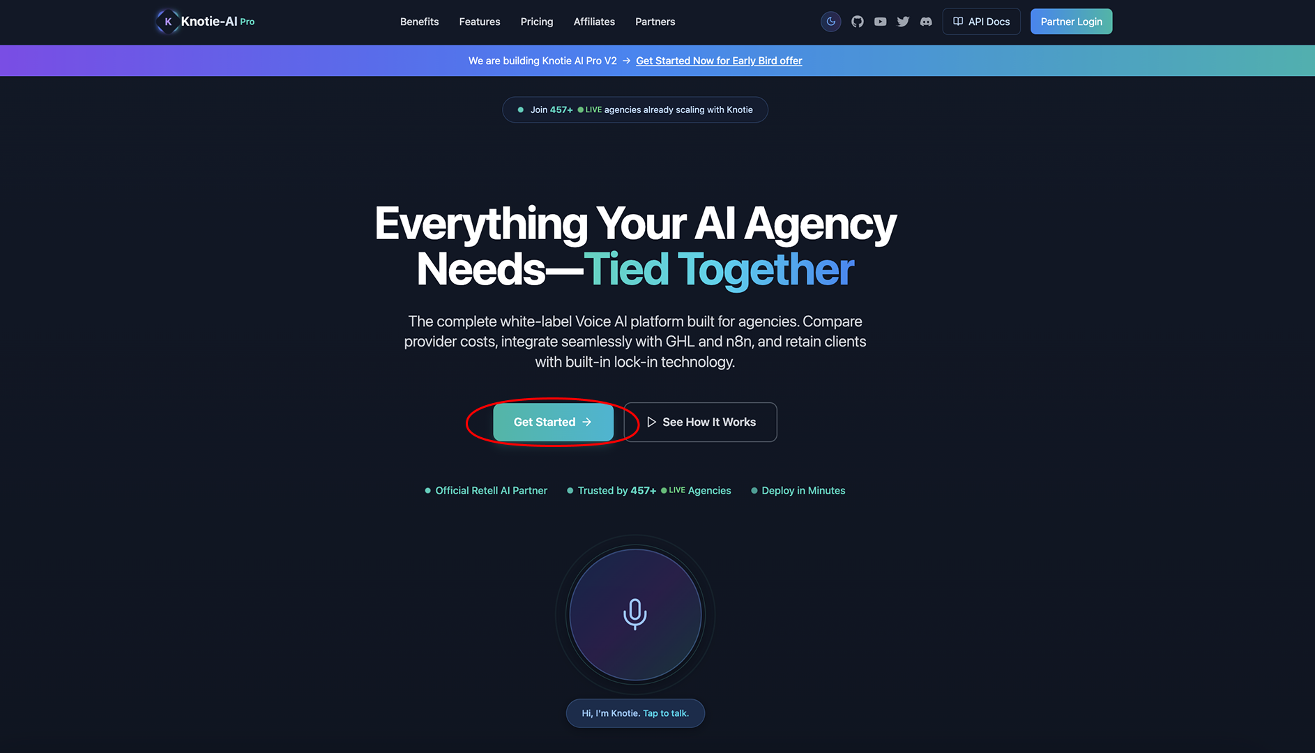 Knotie AI Pro sign up screen