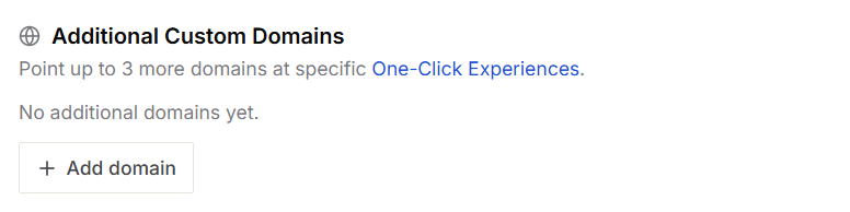The Additional Custom Domains block in Domain Settings, with the Add domain button